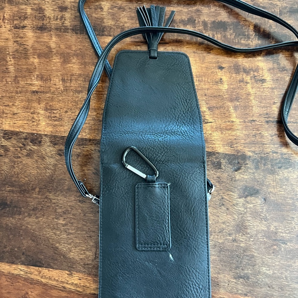 Oprah’s Favorite Black Leather Crossbody Phone Bag with Tassel - Picture 3 of 6